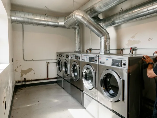 Brookfield Dryer Vent Cleaning team performing large-scale commercial dryer vent cleaning in Brookfield